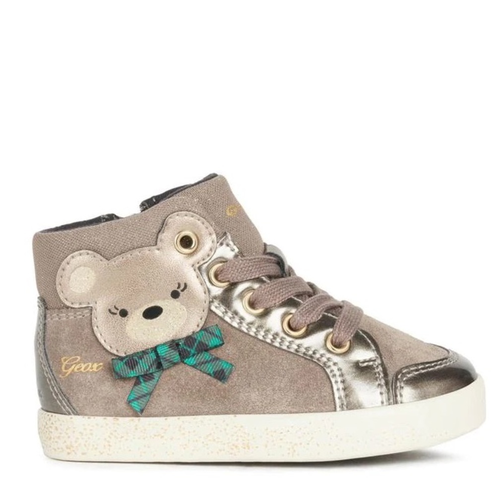 GEOX Baby Girls Kilwi Teddy Bear Gold Patent Sneaker Boots 23EU (7US)- LIKE NEW!